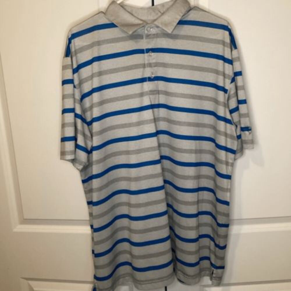 Mens Callaway opti-dri striped performance Golf polo Gray‎ blue XL